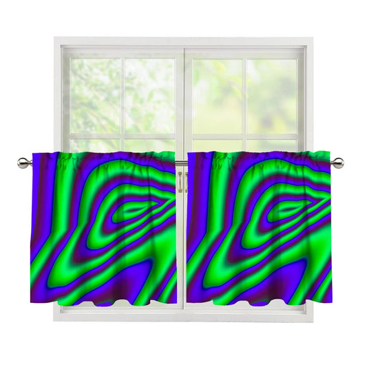 Purple Green Psychedelic Trippy Print Tier Curtains