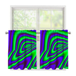 Purple Green Psychedelic Trippy Print Tier Curtains