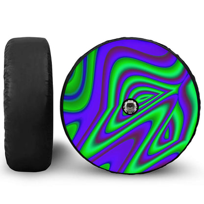Purple Green Psychedelic Trippy Print Tire Cover With Camera Hole