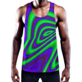 Purple Green Psychedelic Trippy Print Men's Workout Tank Top