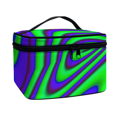 Purple Green Psychedelic Trippy Print Travel Makeup Bag