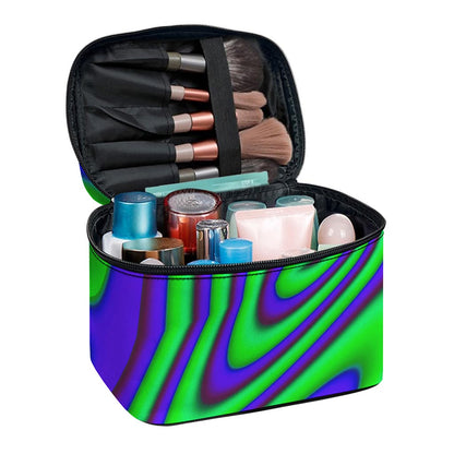 Purple Green Psychedelic Trippy Print Travel Makeup Bag
