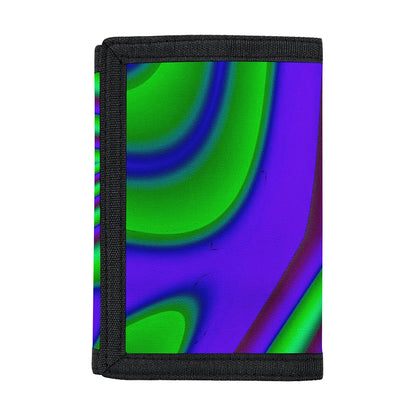 Purple Green Psychedelic Trippy Print Trifold Wallet