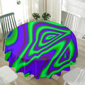 Purple Green Psychedelic Trippy Print Waterproof Round Tablecloth