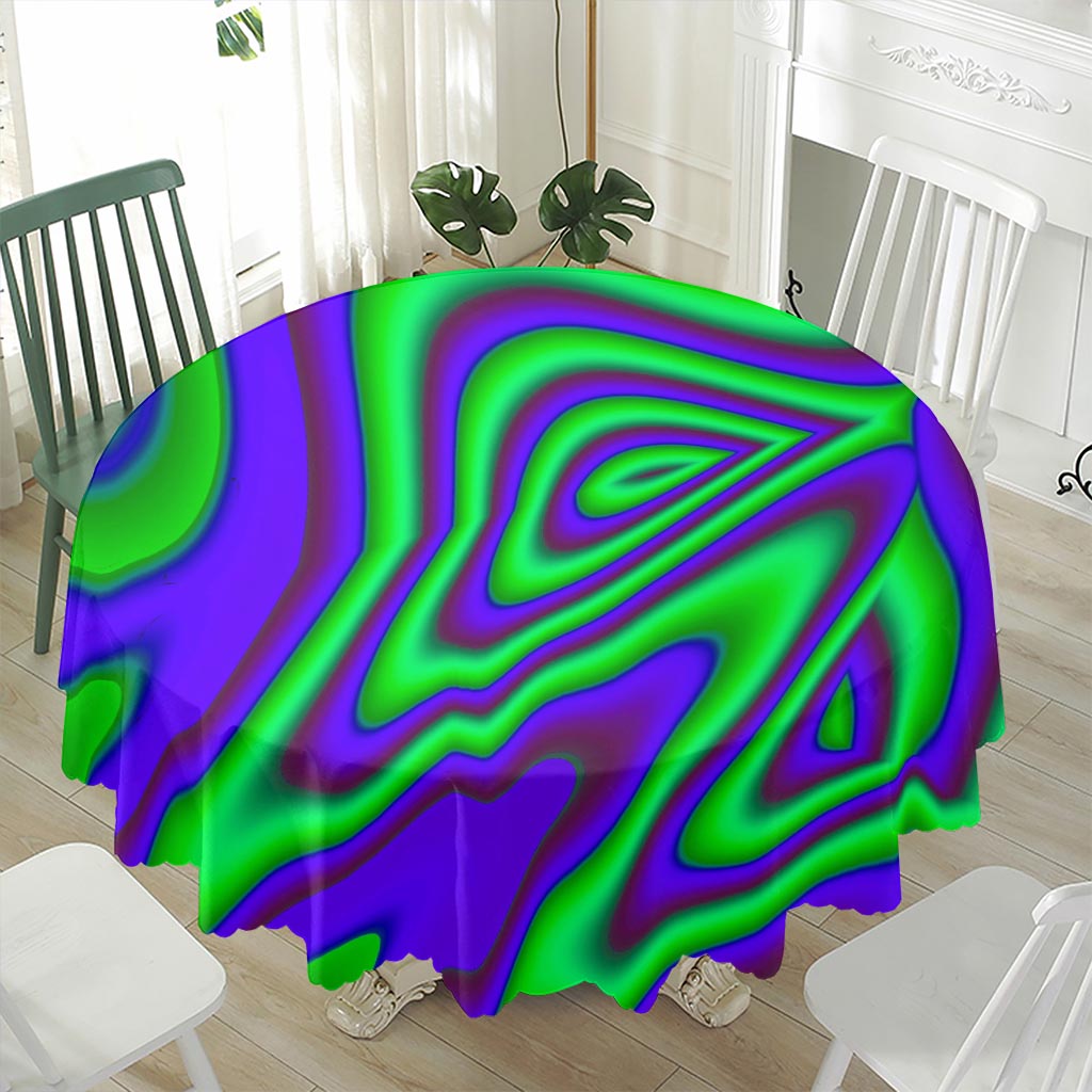 Purple Green Psychedelic Trippy Print Waterproof Round Tablecloth