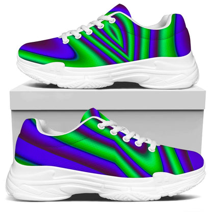 Purple Green Psychedelic Trippy Print White Chunky Shoes