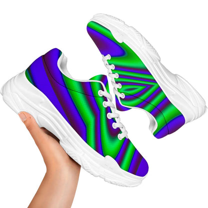 Purple Green Psychedelic Trippy Print White Chunky Shoes