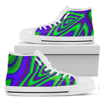 Purple Green Psychedelic Trippy Print White High Top Sneakers
