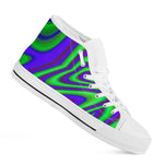 Purple Green Psychedelic Trippy Print White High Top Sneakers