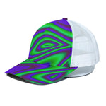 Purple Green Psychedelic Trippy Print White Mesh Trucker Cap