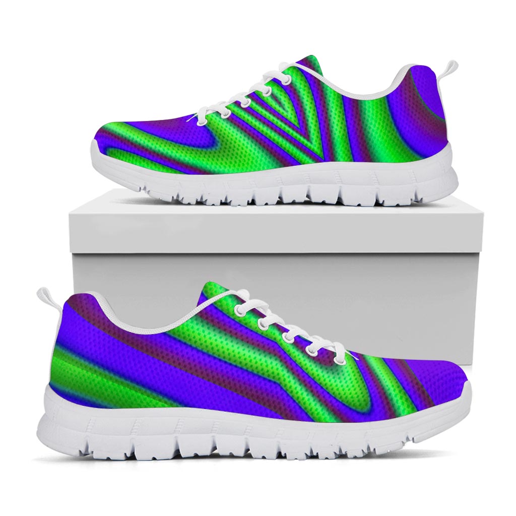 Purple Green Psychedelic Trippy Print White Running Shoes