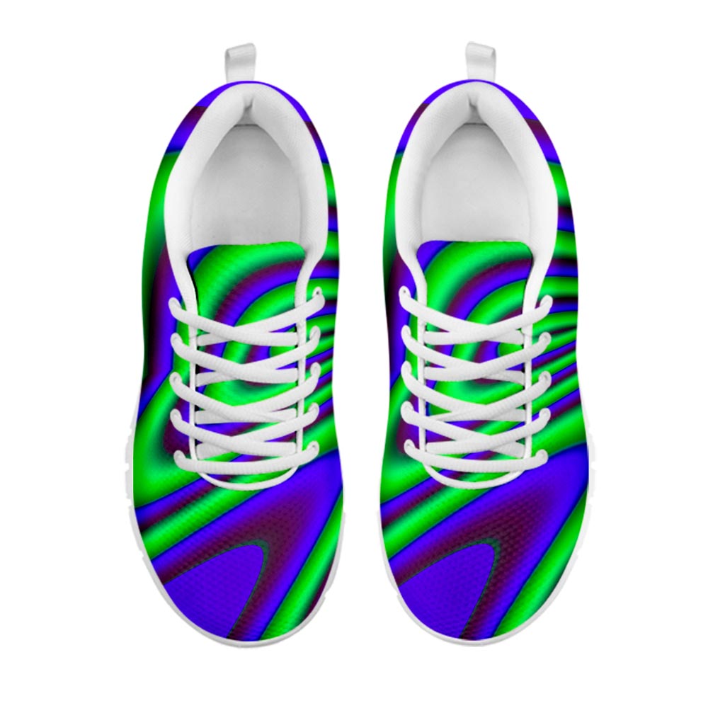 Purple Green Psychedelic Trippy Print White Running Shoes