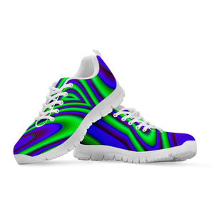 Purple Green Psychedelic Trippy Print White Running Shoes