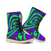 Purple Green Psychedelic Trippy Print Winter Boots