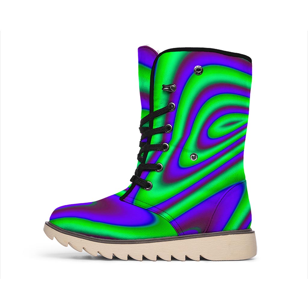 Purple Green Psychedelic Trippy Print Winter Boots