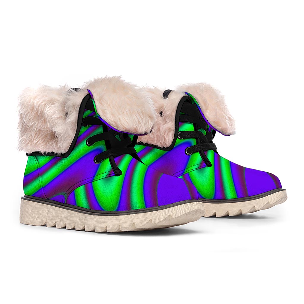 Purple Green Psychedelic Trippy Print Winter Boots