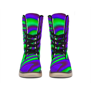 Purple Green Psychedelic Trippy Print Winter Boots