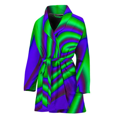 Purple Green Psychedelic Trippy Print Women's Bathrobe