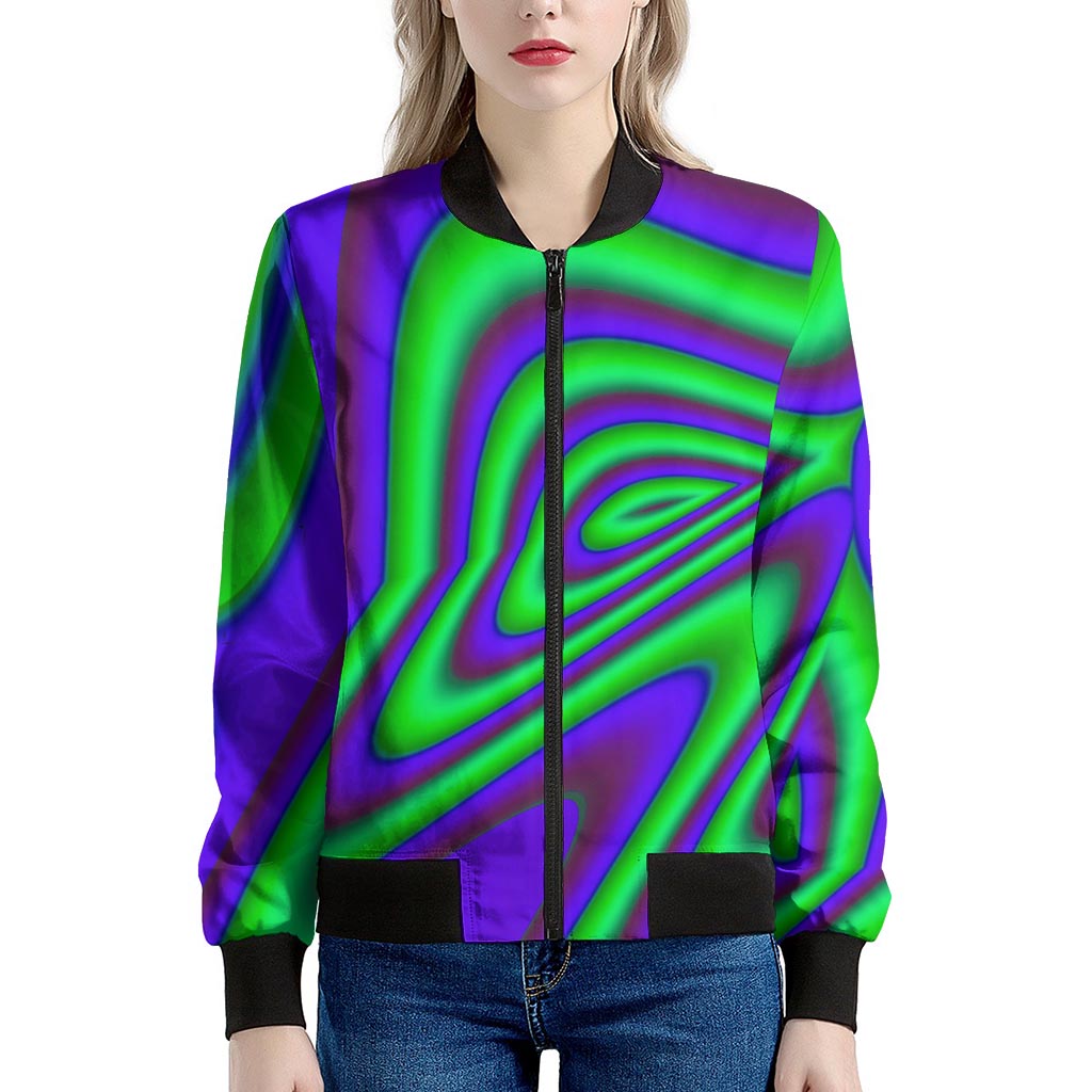Purple Green Psychedelic Trippy Print Women's Bomber Jacket