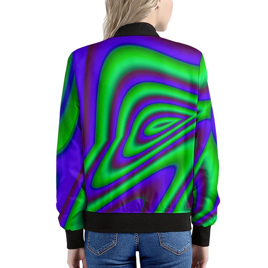 Purple Green Psychedelic Trippy Print Women's Bomber Jacket