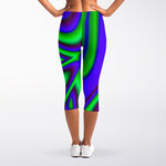 Purple Green Psychedelic Trippy Print Women's Capri Leggings