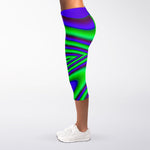 Purple Green Psychedelic Trippy Print Women's Capri Leggings