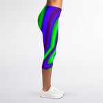 Purple Green Psychedelic Trippy Print Women's Capri Leggings