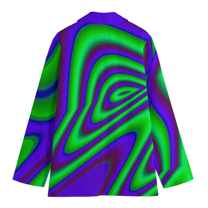 Purple Green Psychedelic Trippy Print Women's Cotton Blazer