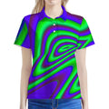 Purple Green Psychedelic Trippy Print Women's Polo Shirt