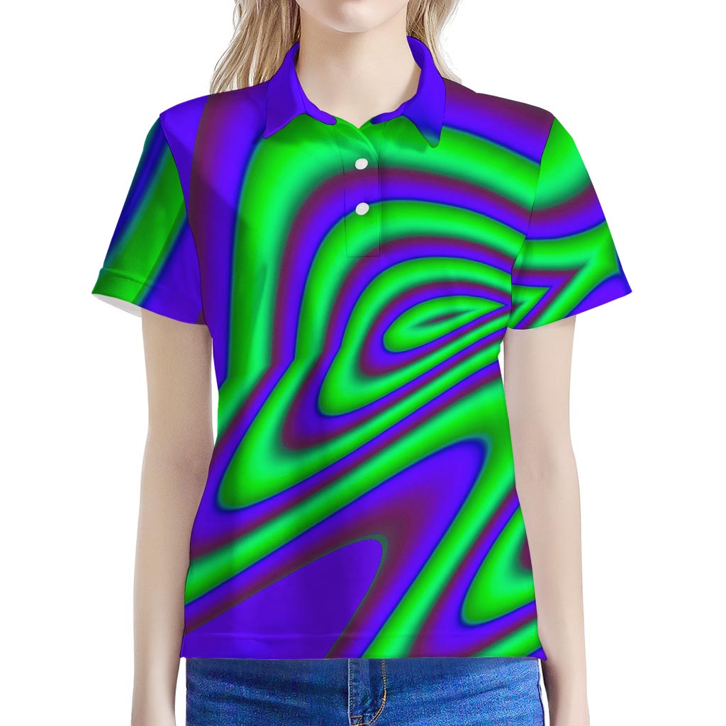 Purple Green Psychedelic Trippy Print Women's Polo Shirt