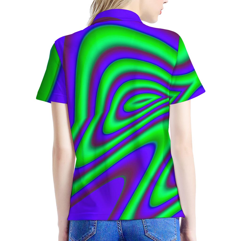 Purple Green Psychedelic Trippy Print Women's Polo Shirt
