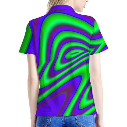 Purple Green Psychedelic Trippy Print Women's Polo Shirt