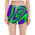 Purple Green Psychedelic Trippy Print Women's Split Running Shorts