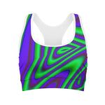 Purple Green Psychedelic Trippy Print Women's Sports Bra