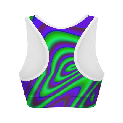 Purple Green Psychedelic Trippy Print Women's Sports Bra