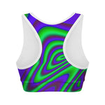 Purple Green Psychedelic Trippy Print Women's Sports Bra