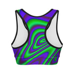 Purple Green Psychedelic Trippy Print Women's Sports Bra
