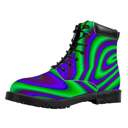 Purple Green Psychedelic Trippy Print Work Boots