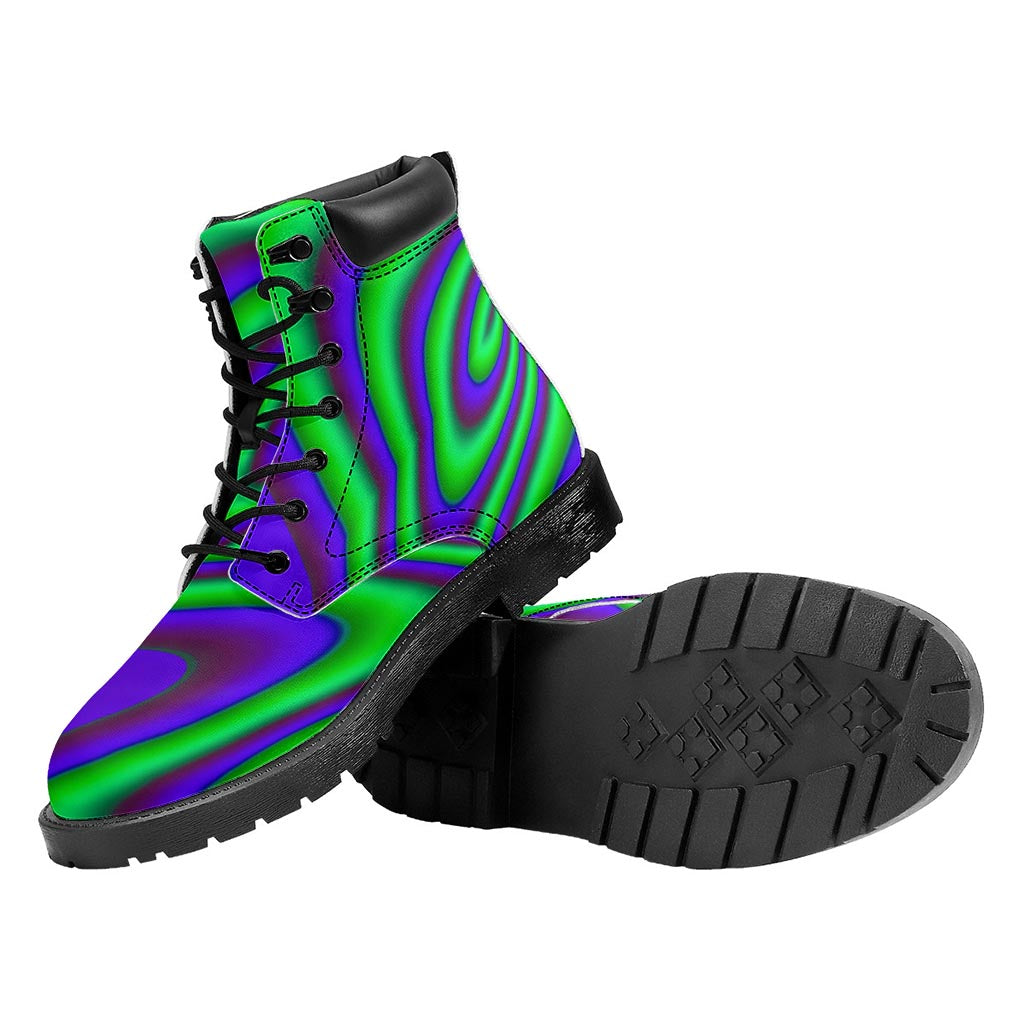 Purple Green Psychedelic Trippy Print Work Boots