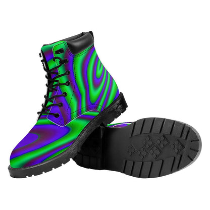 Purple Green Psychedelic Trippy Print Work Boots