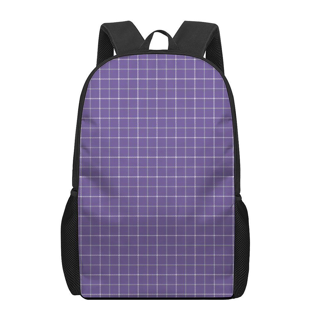 Purple Grey And White Tattersall Print 17 Inch Backpack