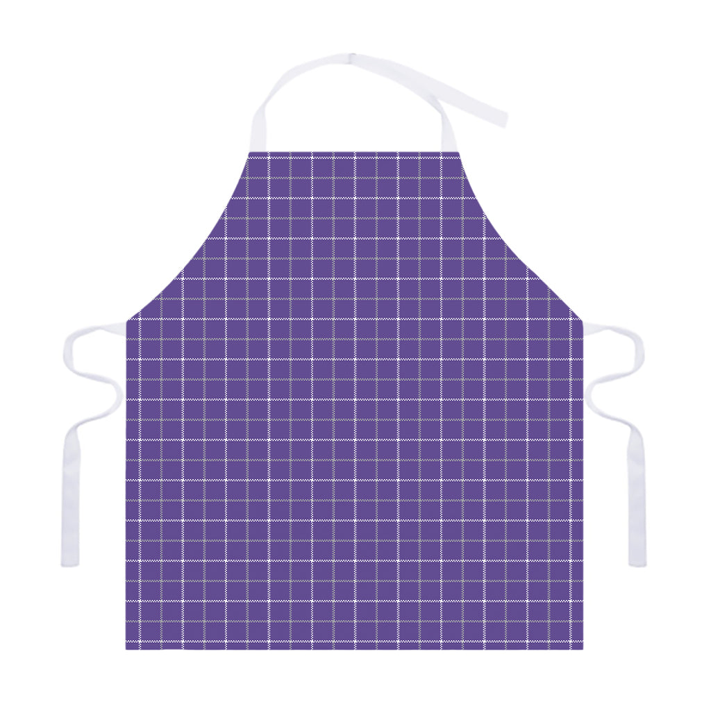 Purple Grey And White Tattersall Print Adjustable Apron