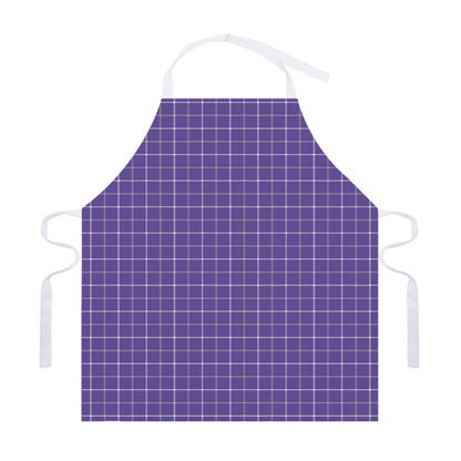 Purple Grey And White Tattersall Print Adjustable Apron