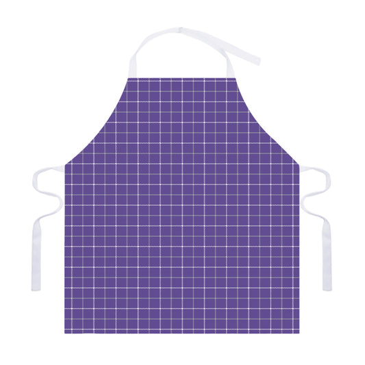 Purple Grey And White Tattersall Print Adjustable Apron