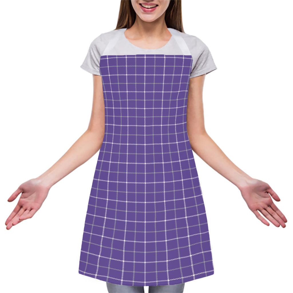 Purple Grey And White Tattersall Print Adjustable Apron