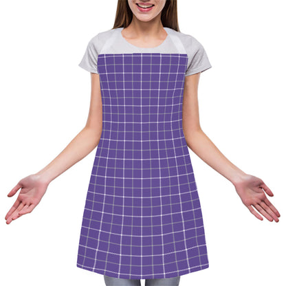 Purple Grey And White Tattersall Print Adjustable Apron