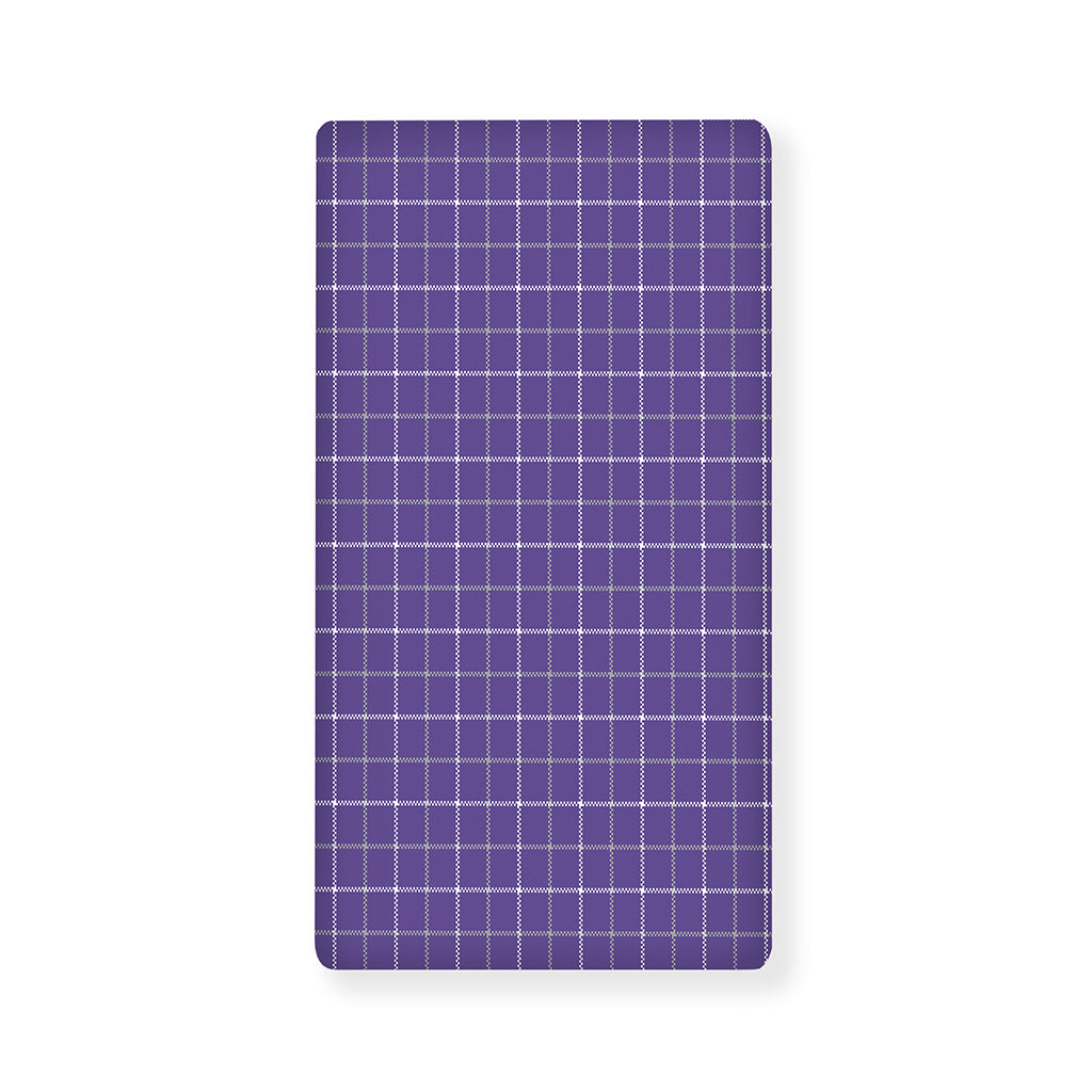 Purple Grey And White Tattersall Print Baby Crib Sheet