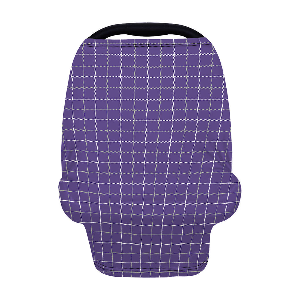 Purple Grey And White Tattersall Print Baby Seat Cover