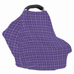 Purple Grey And White Tattersall Print Baby Seat Cover