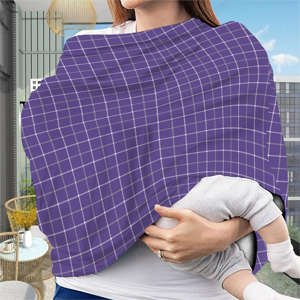 Purple Grey And White Tattersall Print Baby Seat Cover